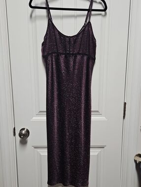Shyanne Plum Leopard Lingerie Midi Slip Dress